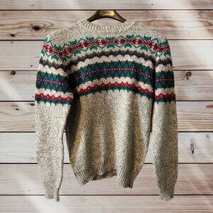 The Contour Womens Size L TallChunky Stripe Crew Neck  Sweater Fair Isle VTG‎